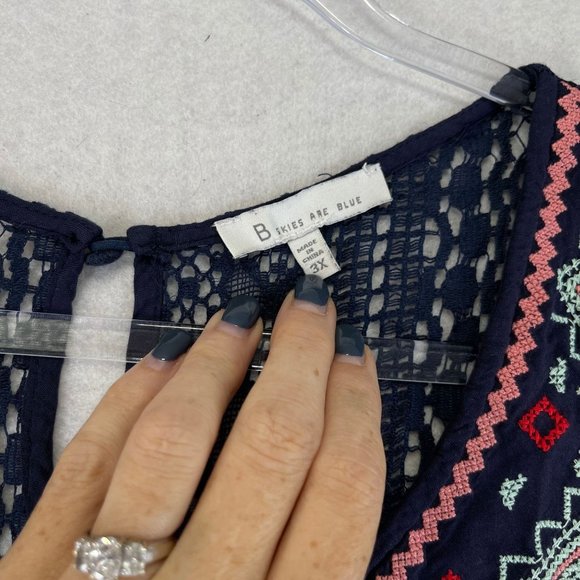 ANTHROPOLOGIE SKIES ARE BLUE Womens 3X Plus Blue Southwest Print Sleeveless Top - Picture 6 of 9